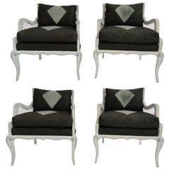 Set of Four Maison Jansen Harlequin Armchairs