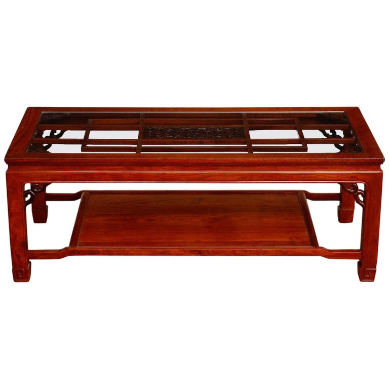 Round Chinese Carved Rosewood Tea Table with Nesting Stools at 1stdibs