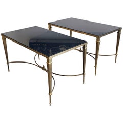 Pair of Granite and Brass Tables