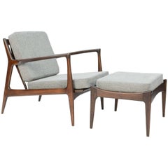 Ib Kofod- Larsen Club Chair and Ottoman for Selig of Denmark