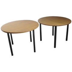 Set of Two Dutch Design Mid-Century Modern Round Gispen 'B9' Side Tables, 1960s