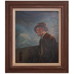 Used Midcentury Oil on Canvas Portrait of Jerry Bywater’s Dallas Museum of Art
