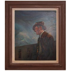 Vintage Midcentury Oil on Canvas Portrait of Jerry Bywater’s Dallas Museum of Art