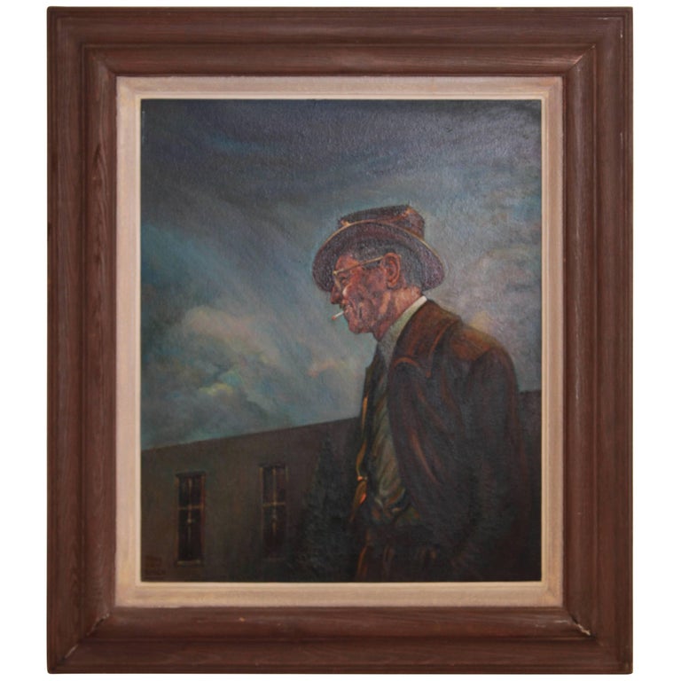 Midcentury Oil on Canvas Portrait of Jerry Bywater’s Dallas Museum of
