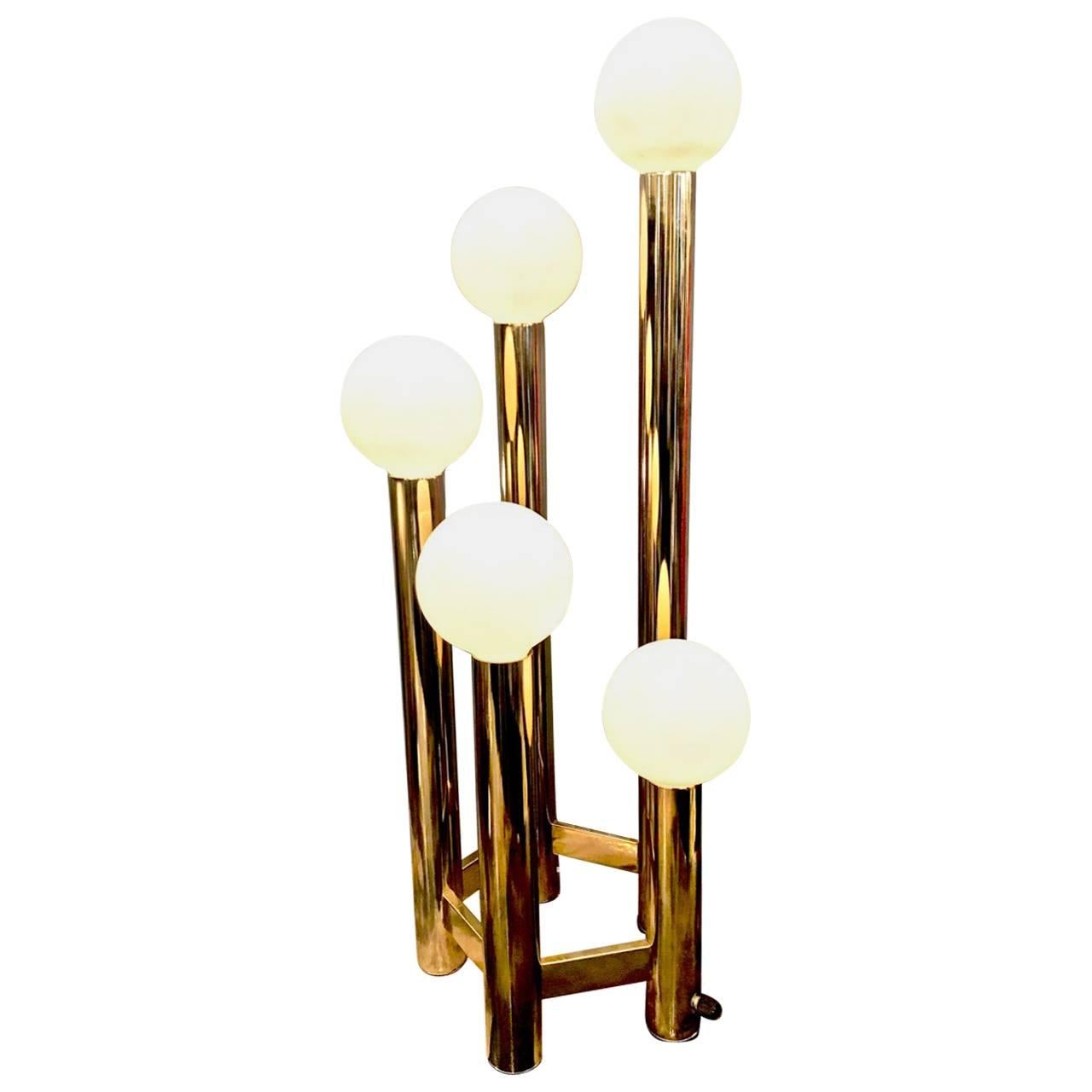 Large Five-Light Modern Brass Lamp