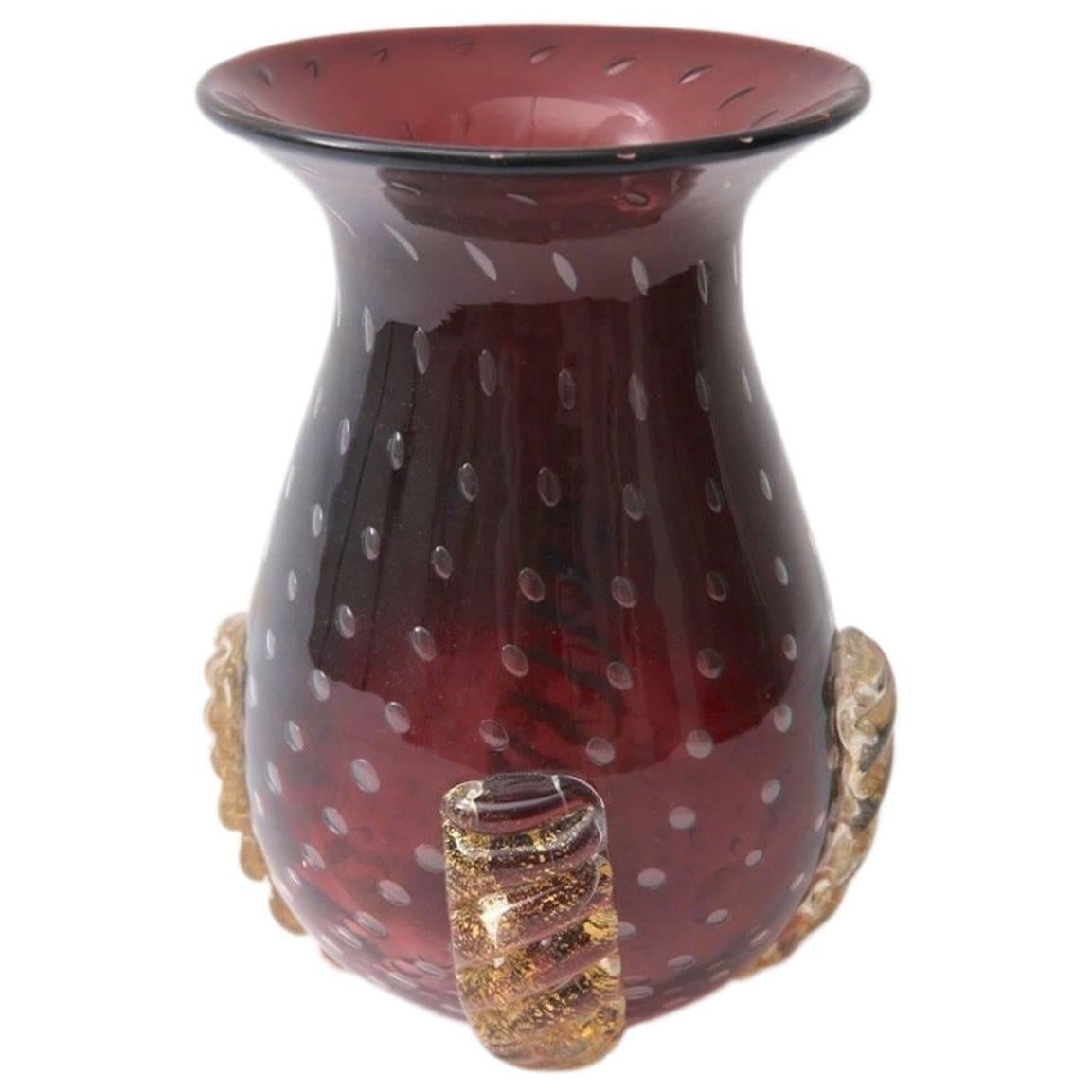  Aubergene Coloration Murano Glass Vase For Sale