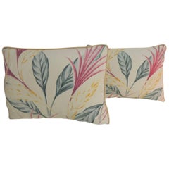 Vintage Yellow and Pink Barkcloth Decorative Lumbar Pillows