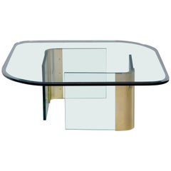 Midcentury Pace Brass and Glass Cocktail Table