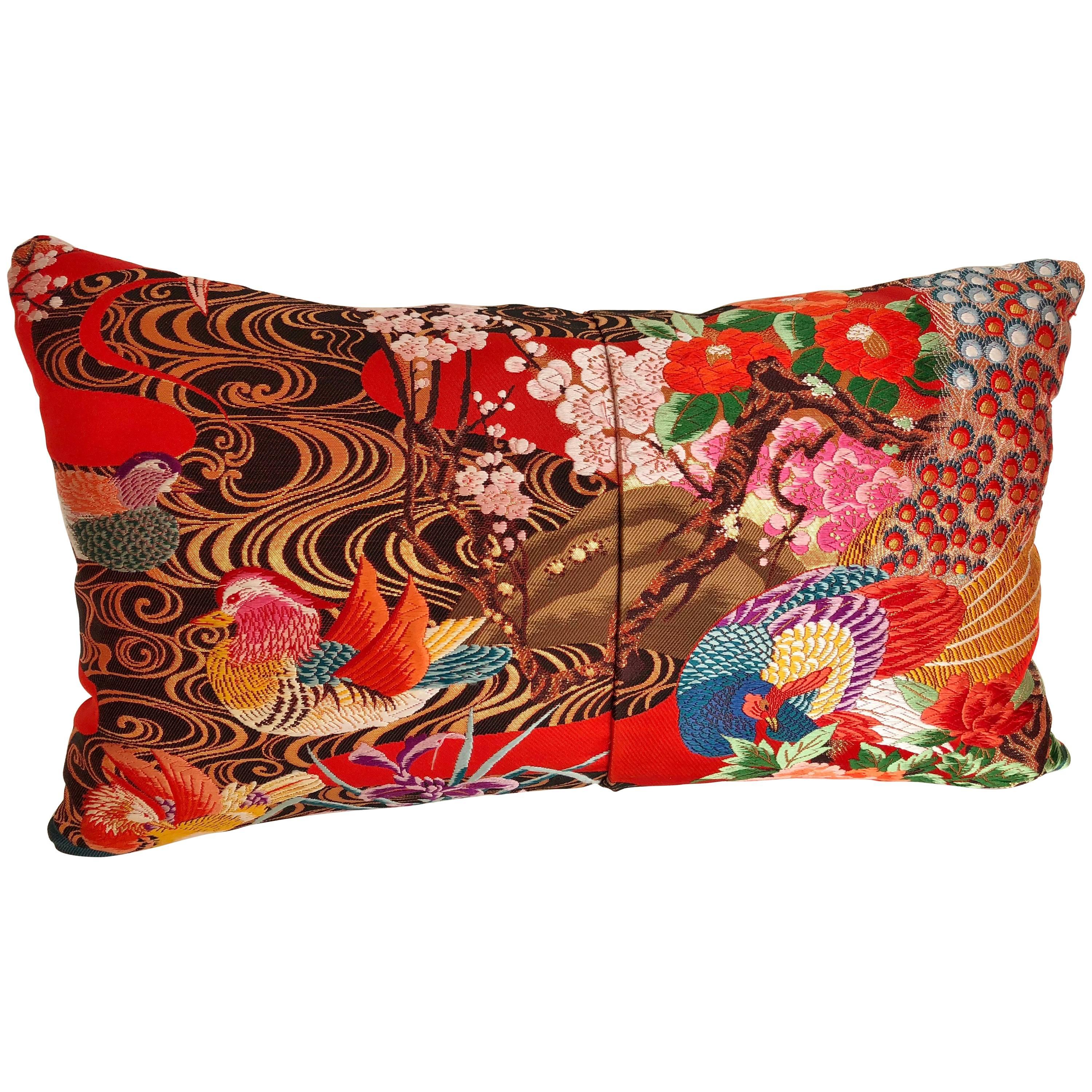 Custom Pillow Cut from a Vintage Japanese Silk Uchikake Wedding Kimono For Sale
