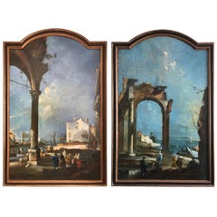 Pair of Italian Landscapes, Oil on Canvas 