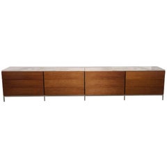 Florence Knoll Teak and Bookmatched Calacatta Marble Quadruple Dresser