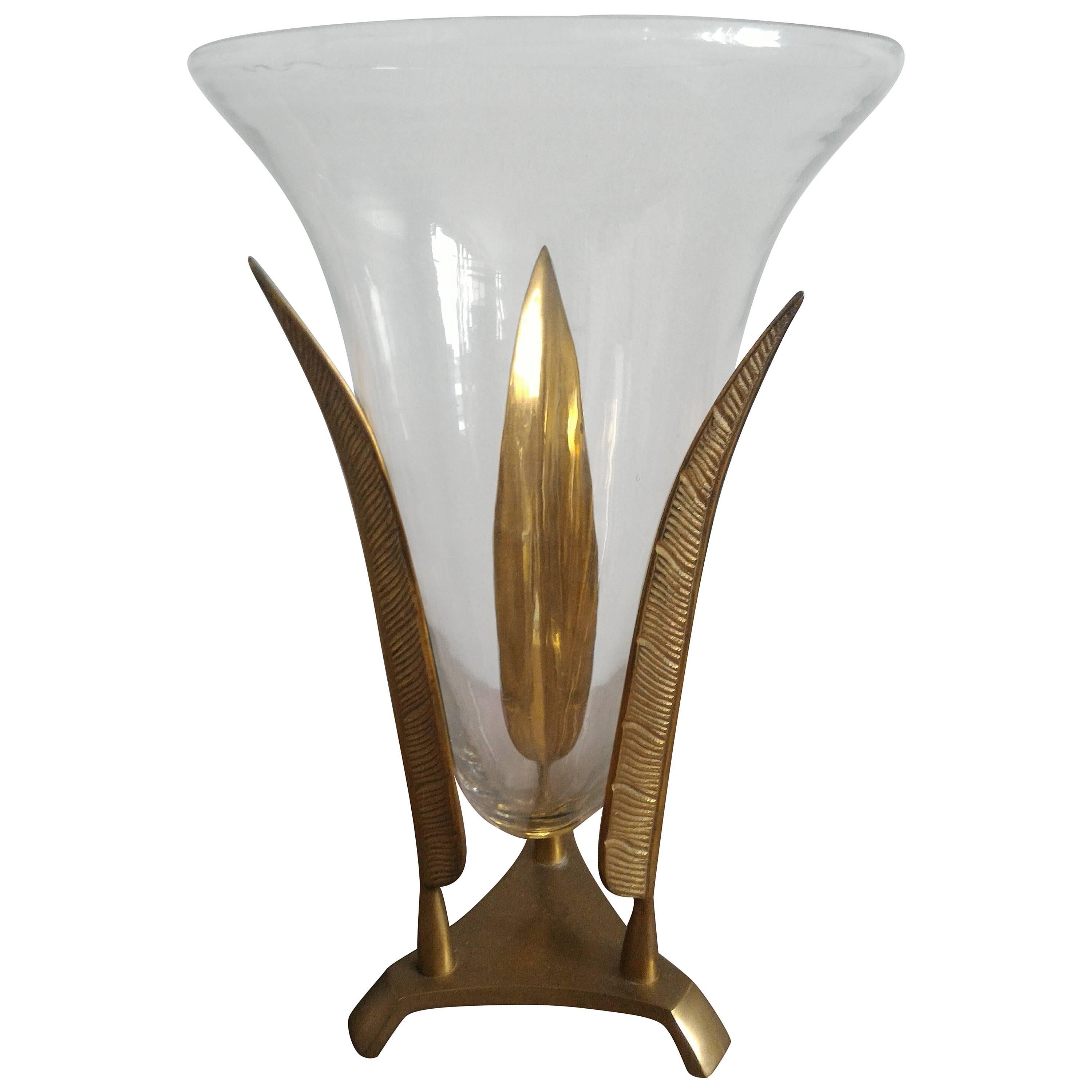 Napoleon III Style Leaves Gilt Bronze Vase, France
