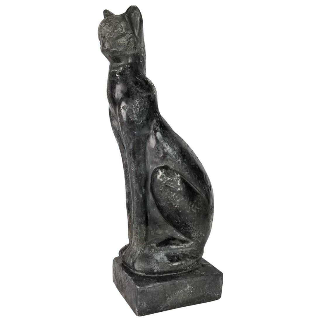 Midcentury Art Deco-Style Black Siamese Cat Sculpture