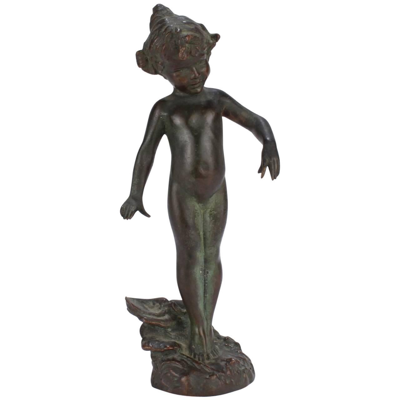 Violet, an Antique Gorham Founders Water Nymph Bronze Sculpture by Edward Berge