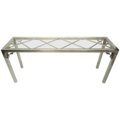 Chrome Console Table with Glass