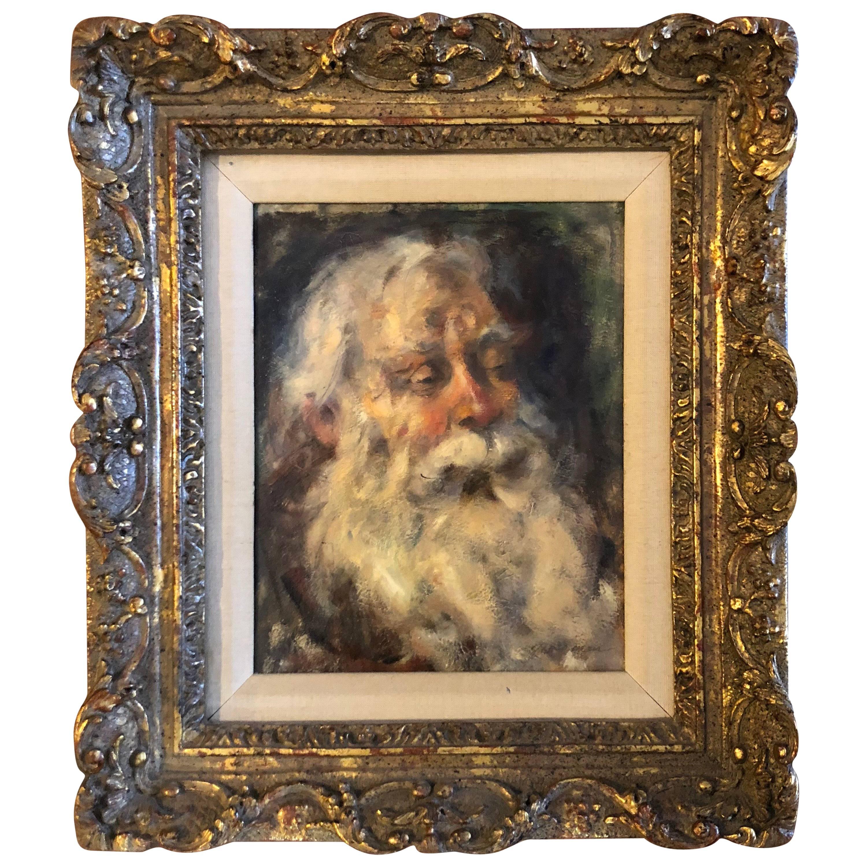 Oil on Board of Talmudic Scholar attributed to Cydney Grossman For Sale