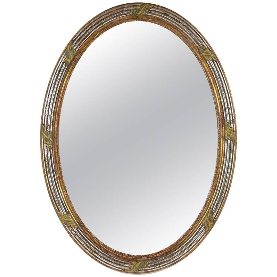 French Louis XVI Giltwood Oval Wall Mirror