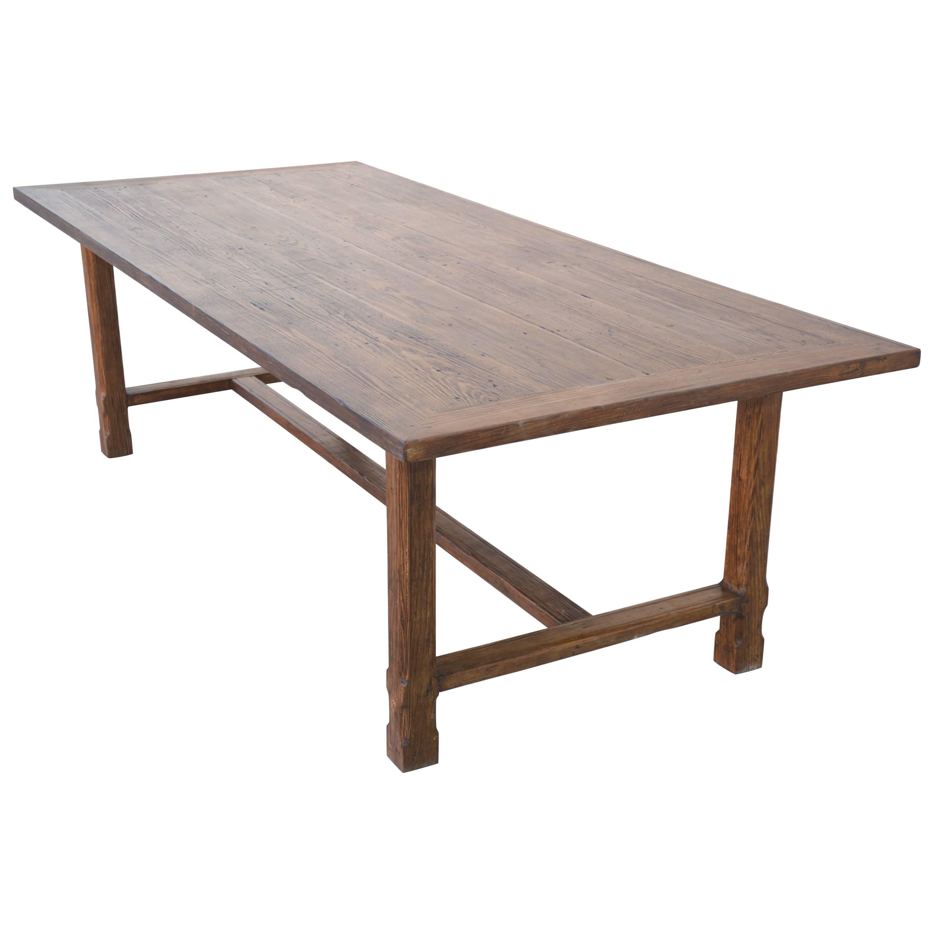 Custom Farm Table in Reclaimed Heartwood, Built to Order by Petersen Antiques