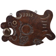 Early 20th Century Carved Zelcova Wood Buddhist Temple Gong, Korea