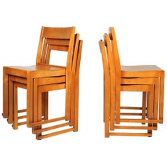 Sven Markelius Helsingborg Theater Birch Dining Chairs