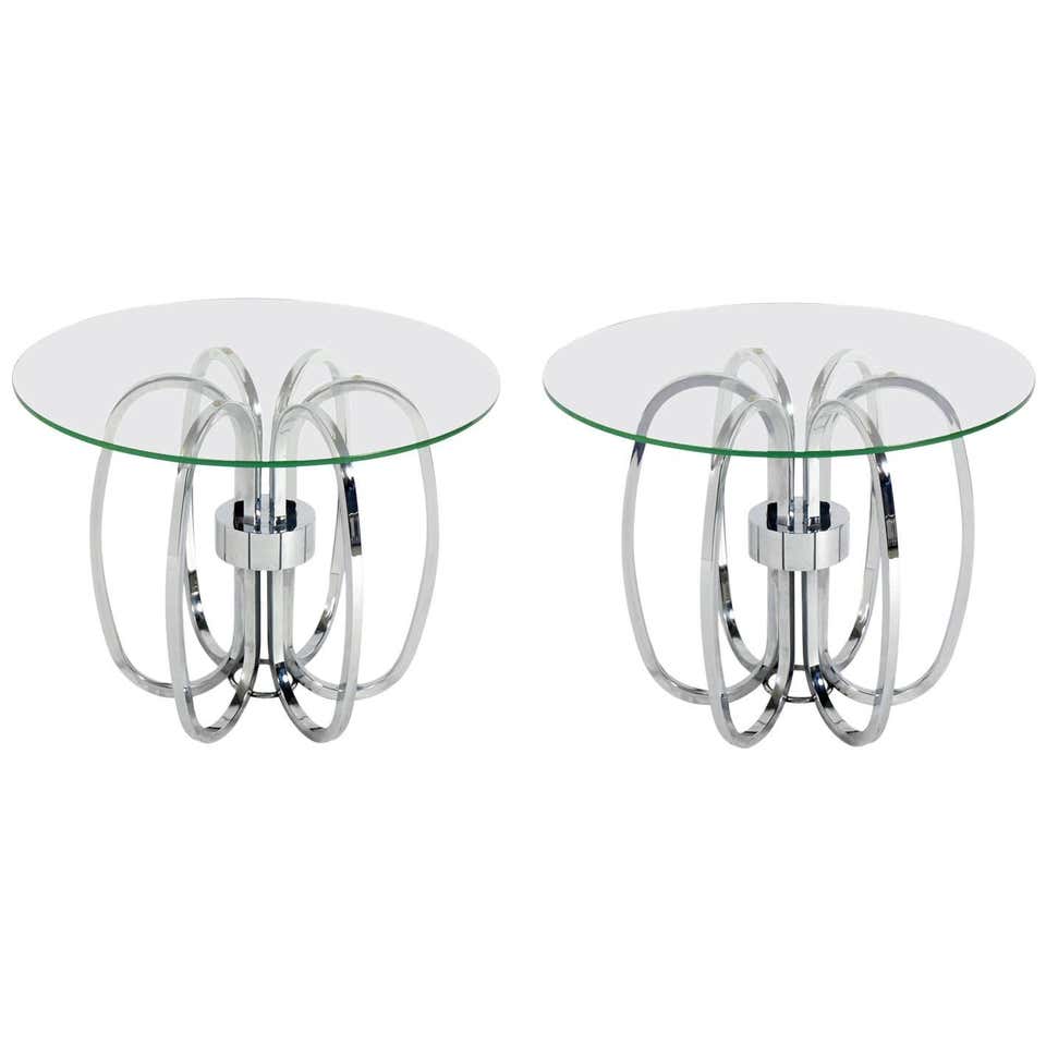 Pair of Sculptural Glass End Tables by Modernage For Sale at 1stDibs