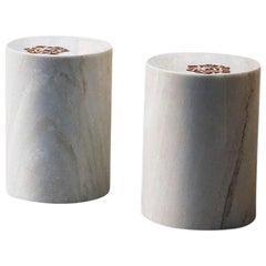 AKMD Collection to Die for Inlaid Marble Stool Table