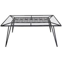 American Mid-Century Modern Iron and Glass Dining Patio Table by Salterini