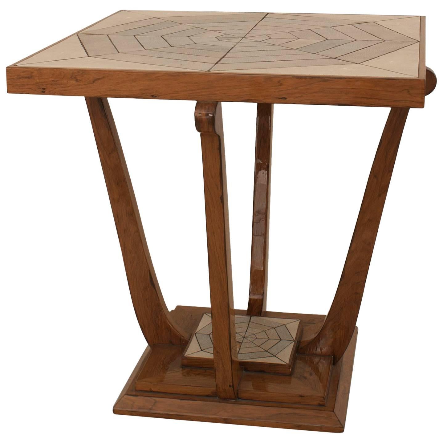 French Art Deco, 1930s Cherrywood Square End Table