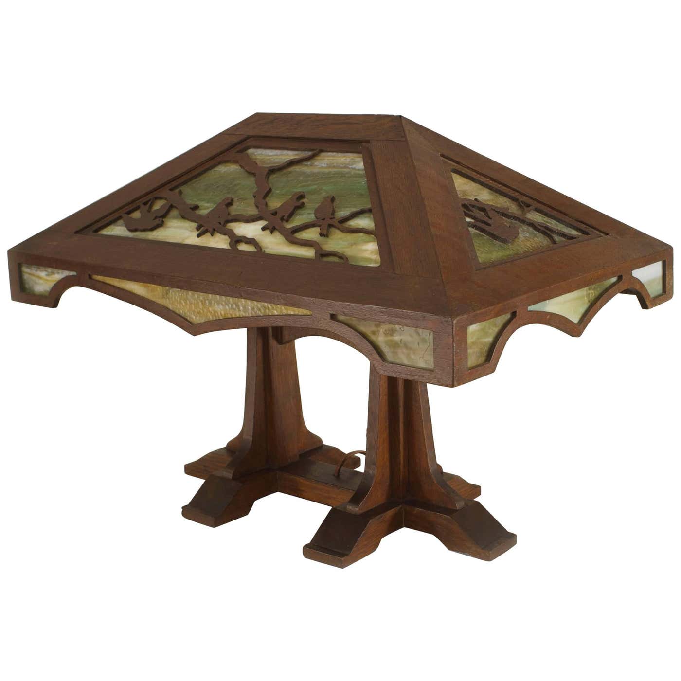 Rustic American Mission Style Slag Glass Table Lamp For Sale at 1stDibs ...
