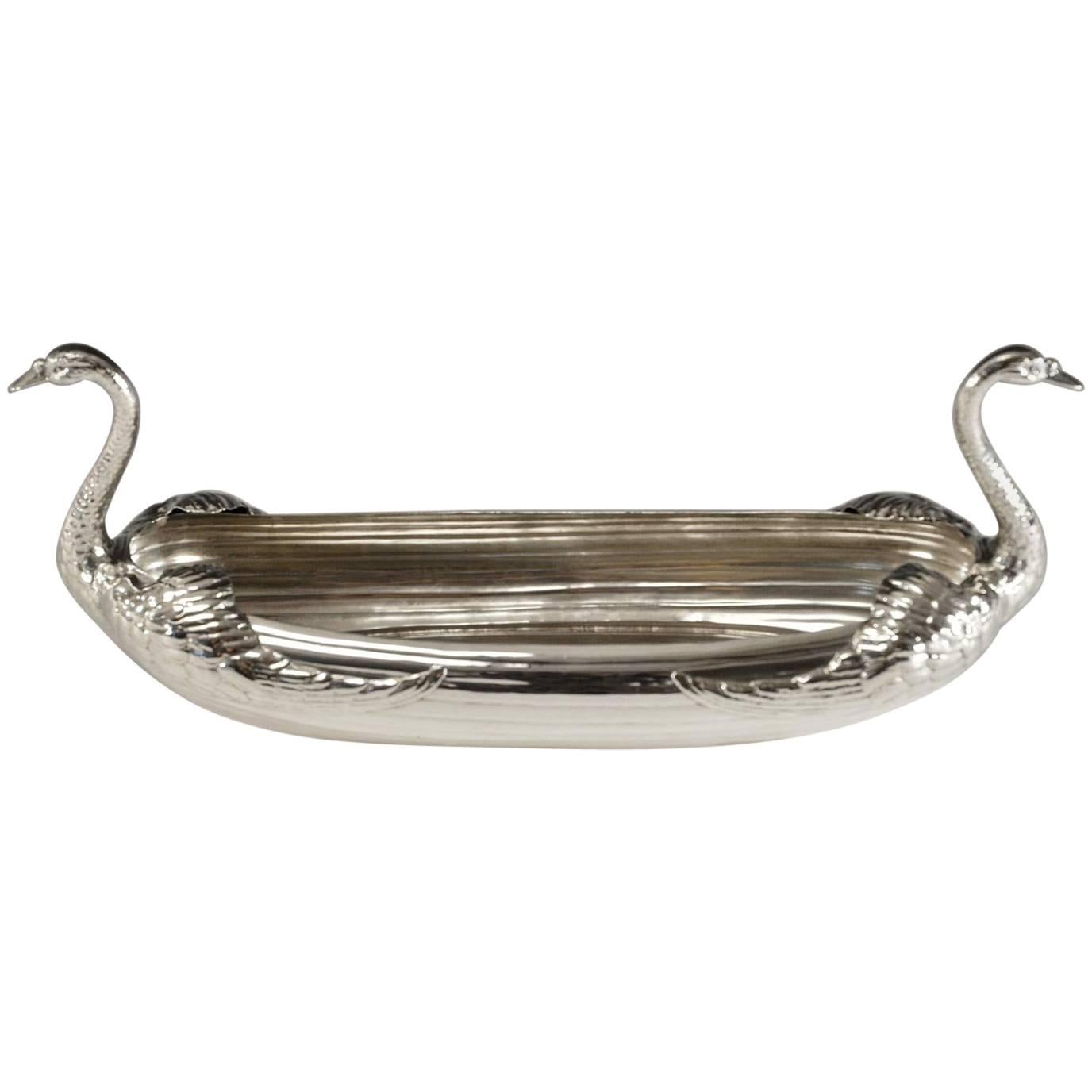 Gorham Durgin Sterling Silver Elongated Figural Swan Centerpiece