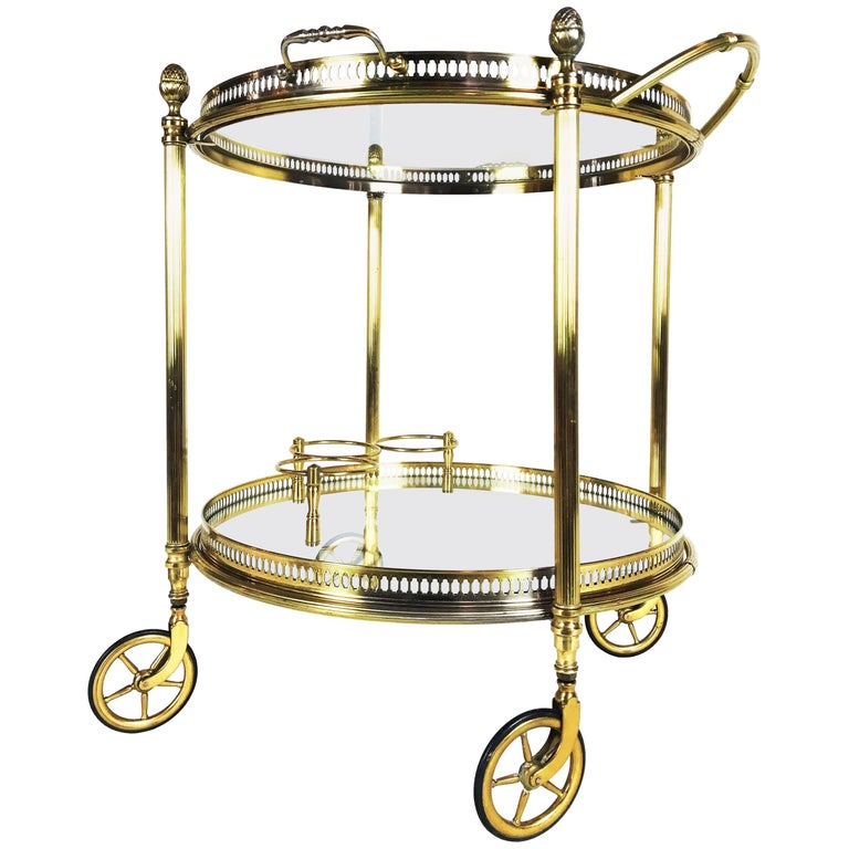 Art Deco Maison Baguès Paris Brass Bar Cart, 1930s, France at 1stDibs