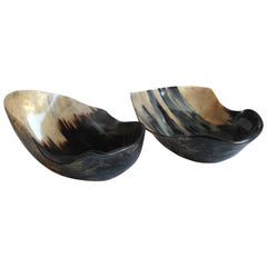Set of Two Free-Form Horn Bowls