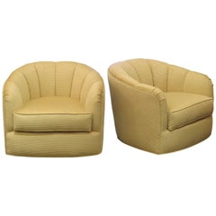 Golden Scallop-Backed Barrel Chairs, USA, circa 1980s