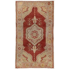 Vintage Turkish Oushak Accent Rug with Modern Rustic Spanish Colonial Style