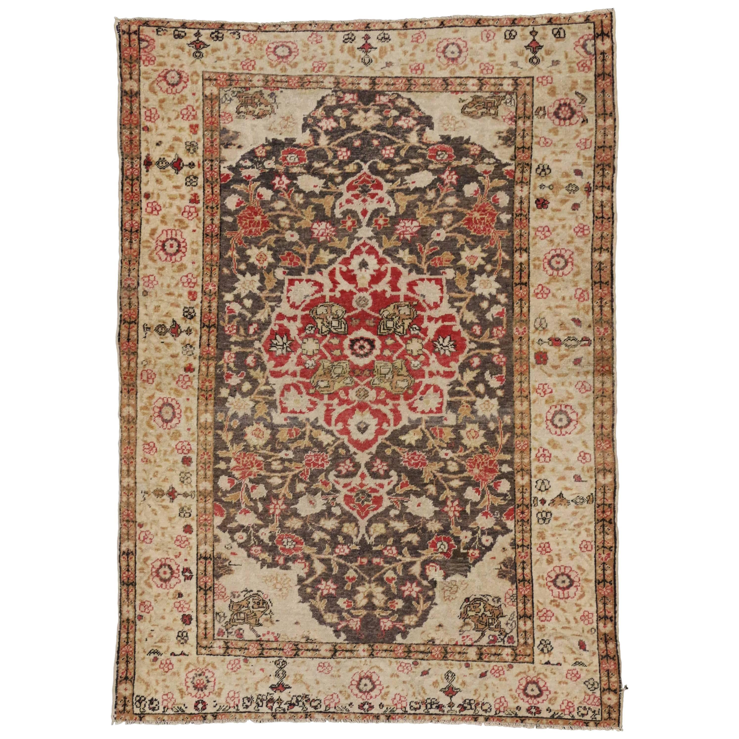 Rustic Style Vintage Turkish Sivas Accent Rug for Kitchen, Foyer or Entry Rug