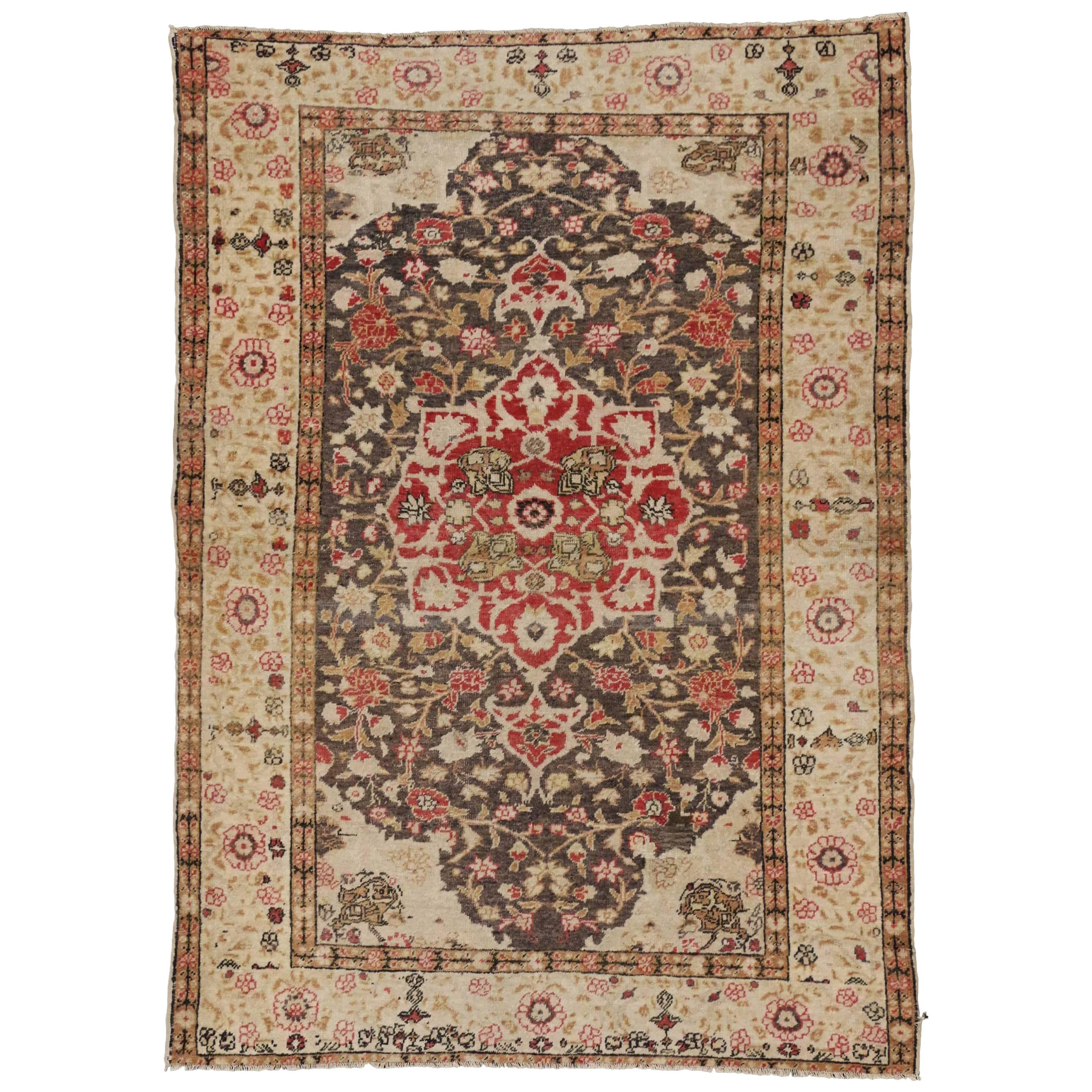 Alfombra Acentuada Sivas Turca Vintage de Estilo Rústico para Cocina, Recibidor o Entrada