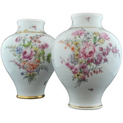 Antique Near Pair of Baluster Shape Vases, Chelsea, circa 1755