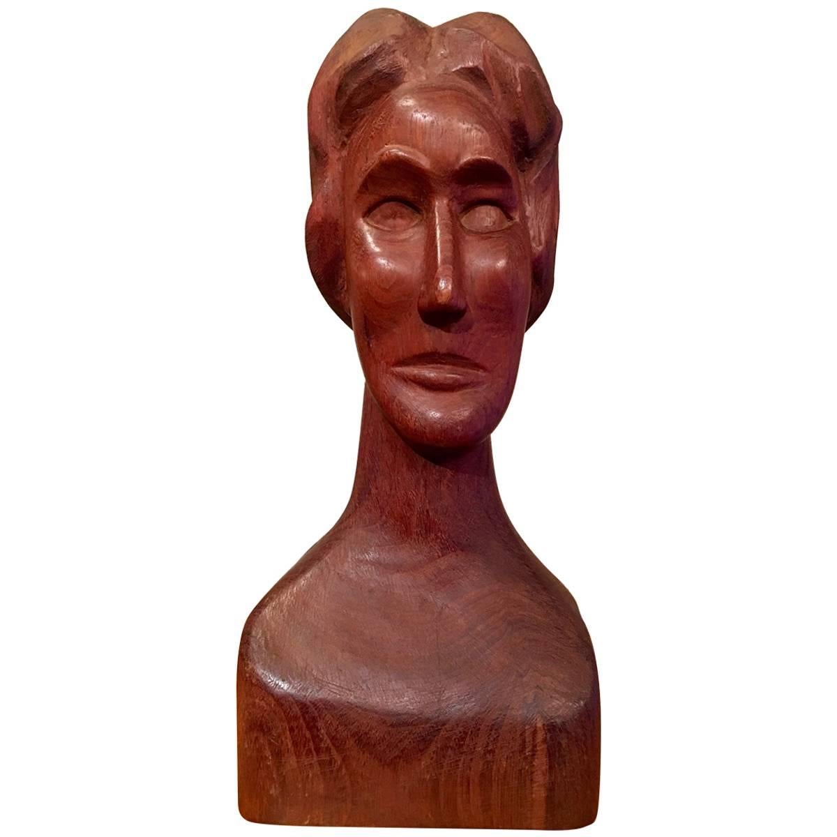 Wooden Folk Art Sculpture of a Woman