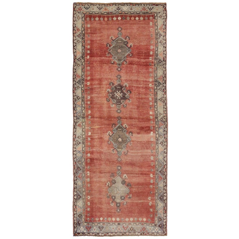 Vintage Oushak Rug Runner For Sale at 1stdibs