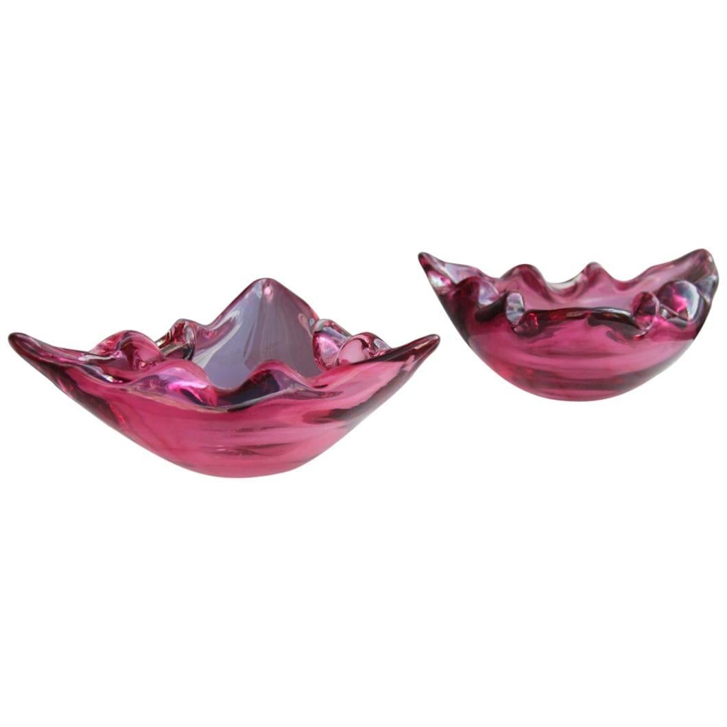 Handmade Murano Glass Bowls from circa 1960 For Sale