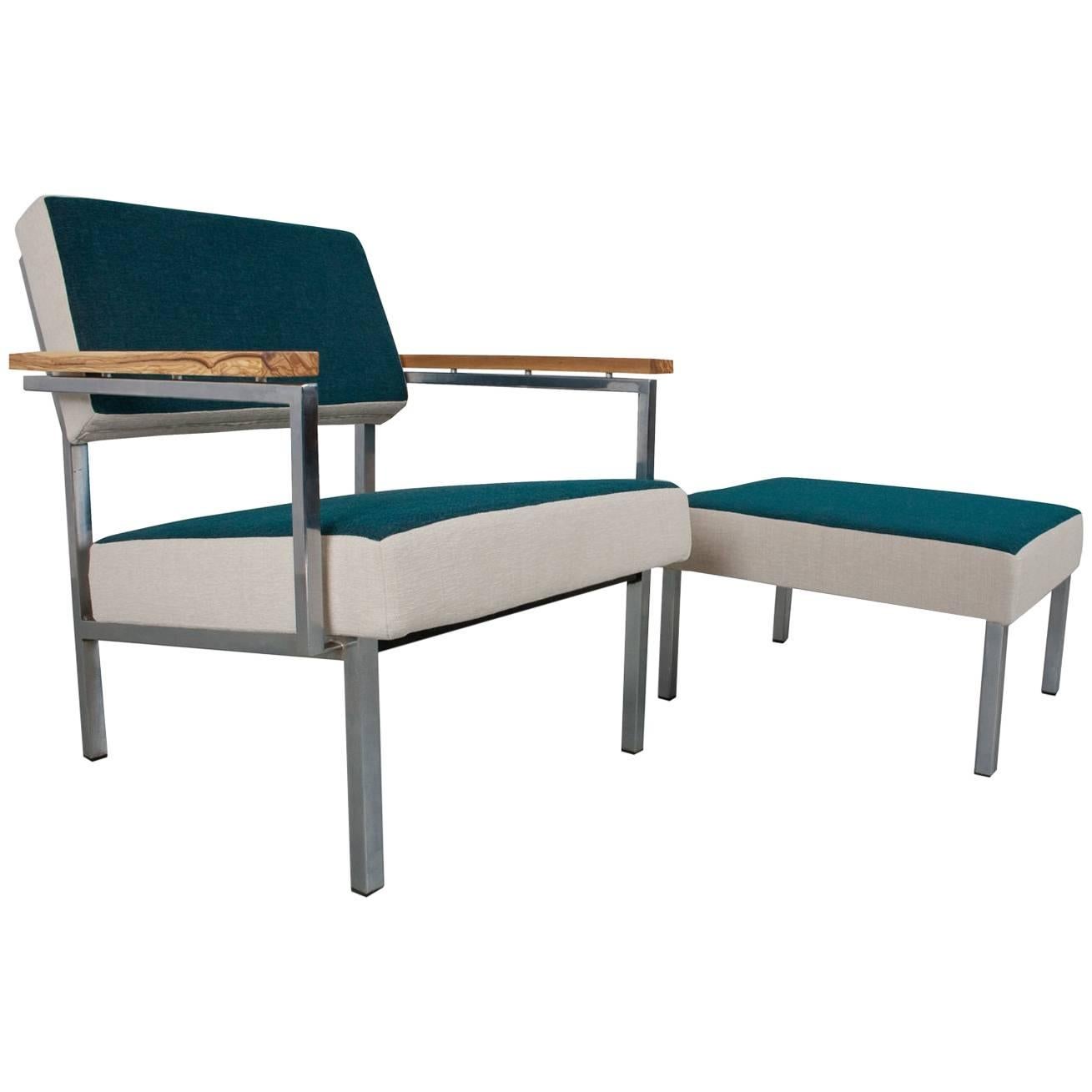 Mid-Century Modern and Industrial Lounge Set with Hocker, 1960s