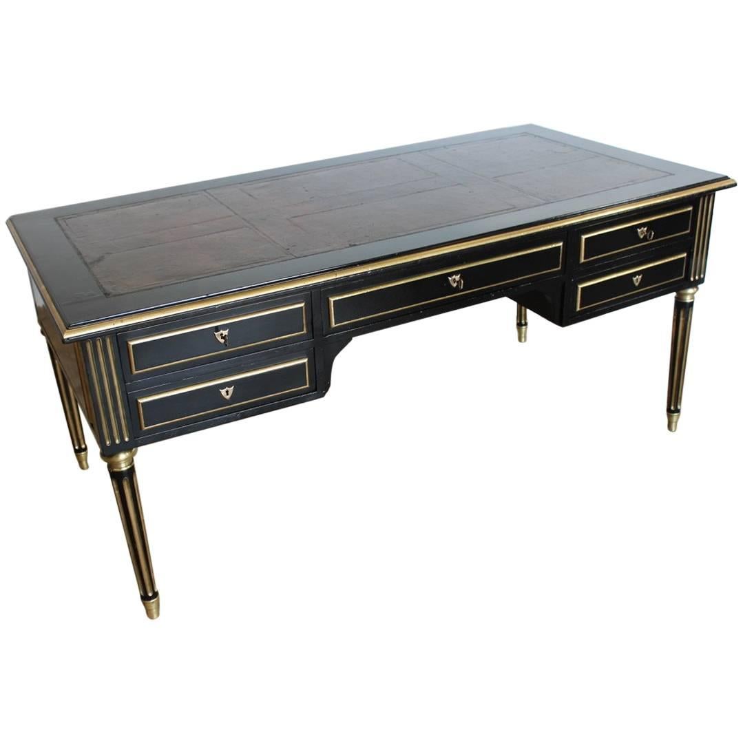 French Louis XVI Style Ebonized Desk, circa 1900