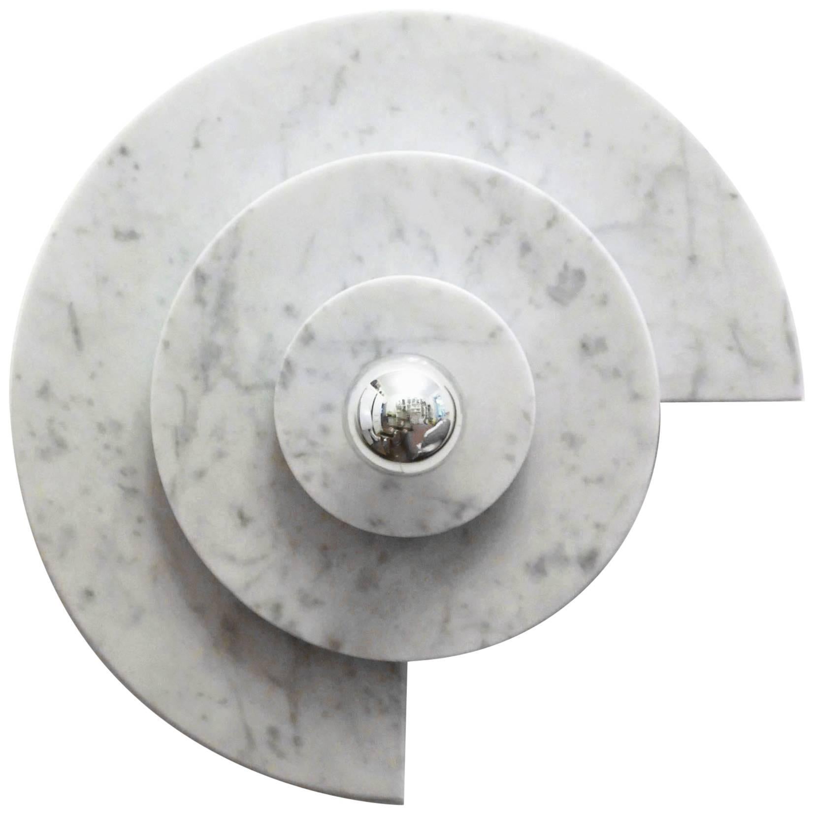Stunning Circle Wall Light in Carrara Marble For Sale