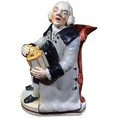 Antique Staffordshire Pottery 'Night Watchman' Jug, circa 1815