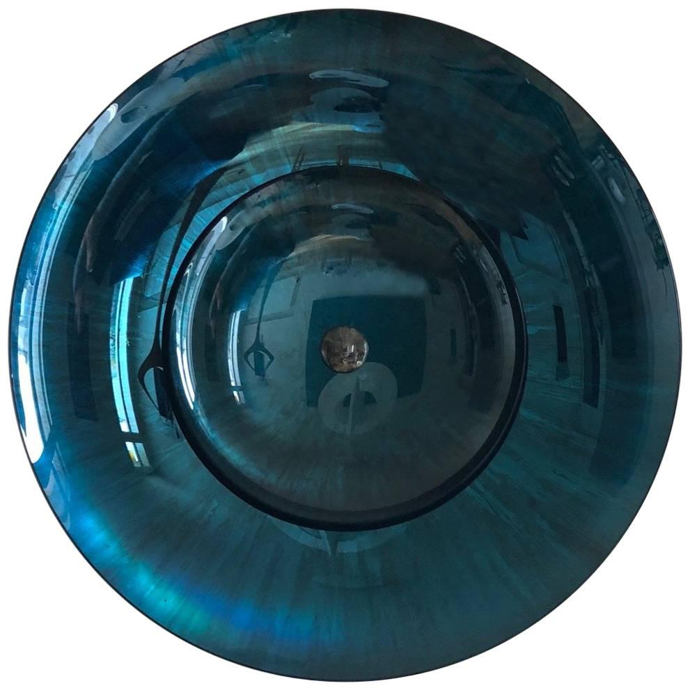 Turquoise Blue Concave Double Mirror by Christophe Gaignon