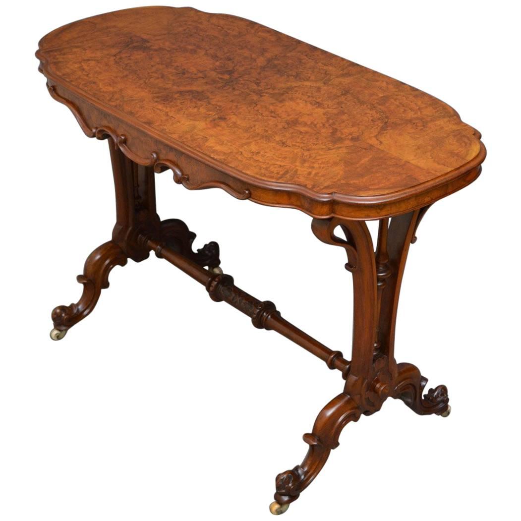 Victorian Side Table in Burr Walnut For Sale