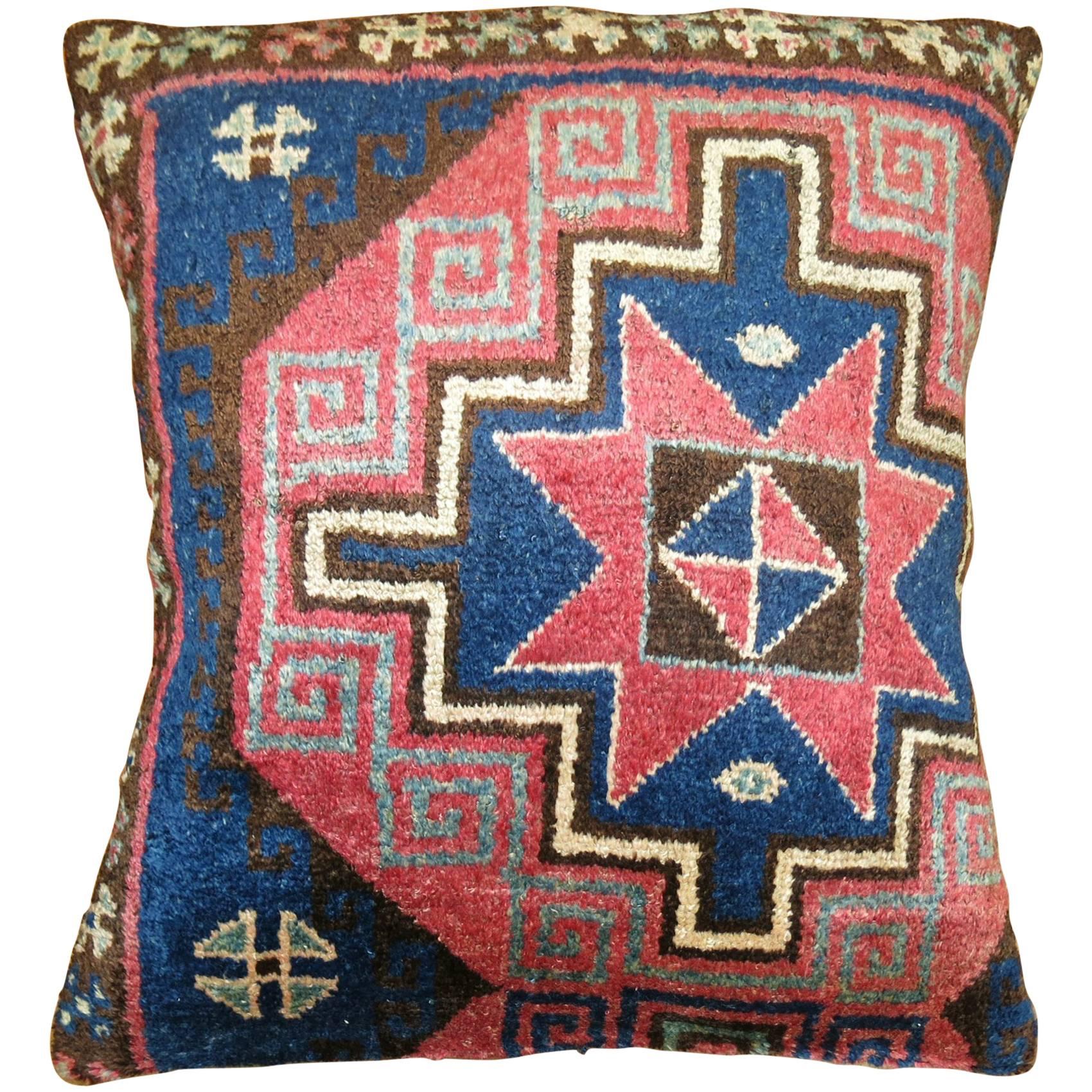Large Vintage Turkish Konya Rug Pillow 