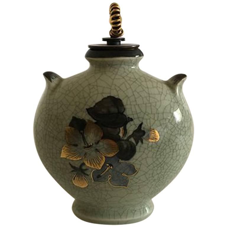Royal Copenhagen Vase with Bronze Lid by Knud Andersen For Sale