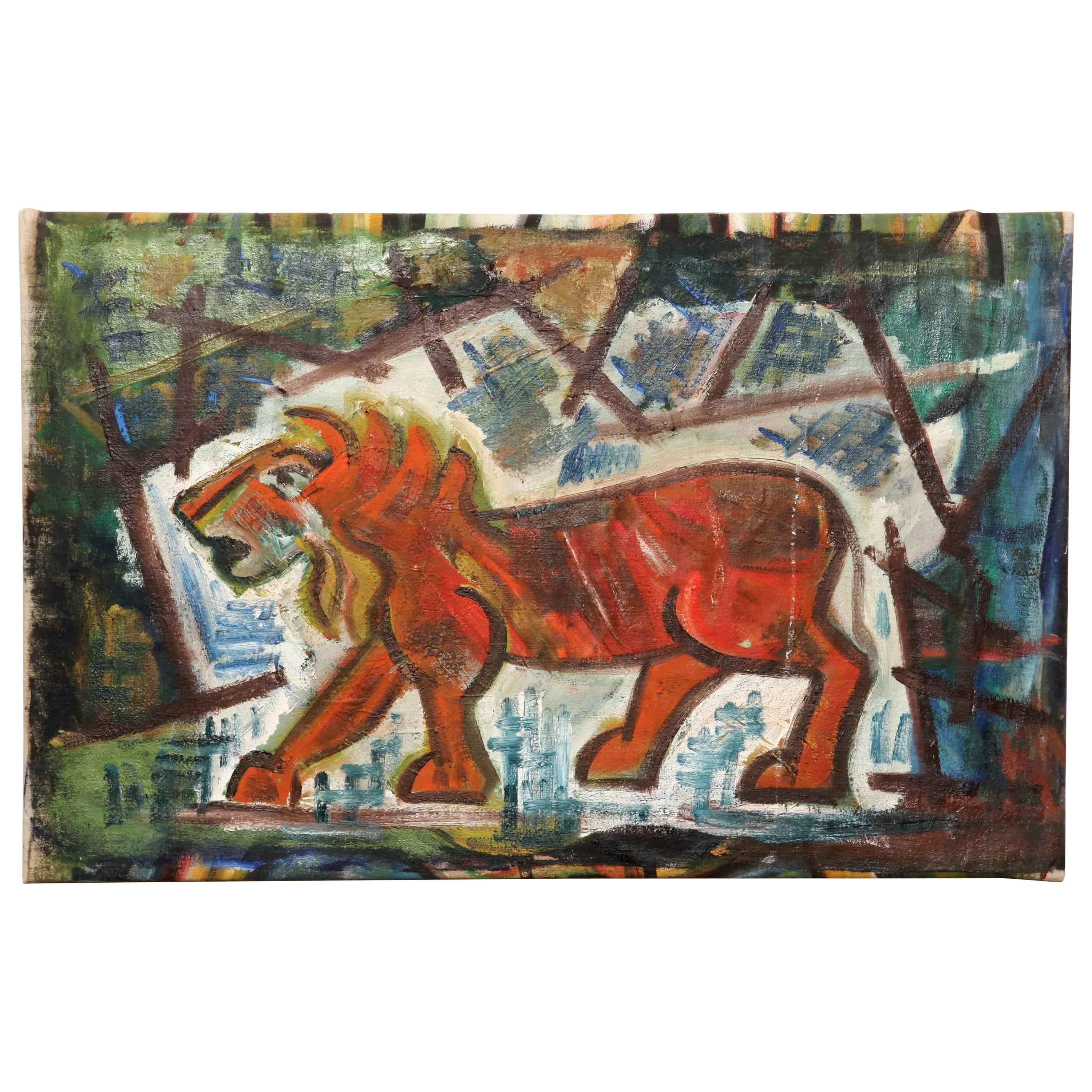 Peinture de lion abstraite en vente