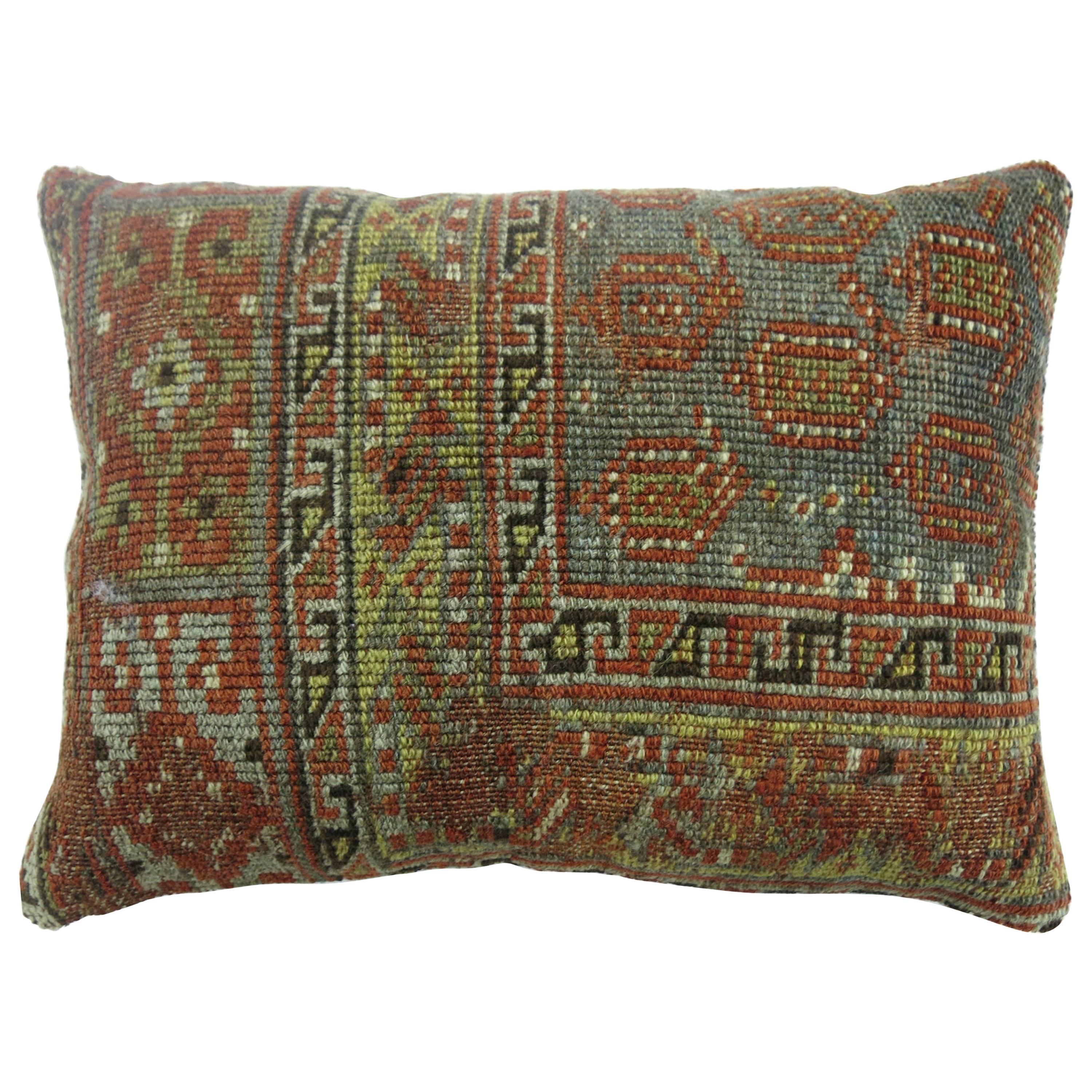 Blue Malayer Paisley Rug Pillow For Sale